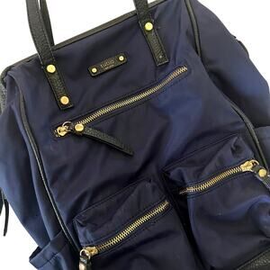 Navy Nylon Laptop Backpack Work Travel Bag Tutilo NY Carry The Day Multi Pocket